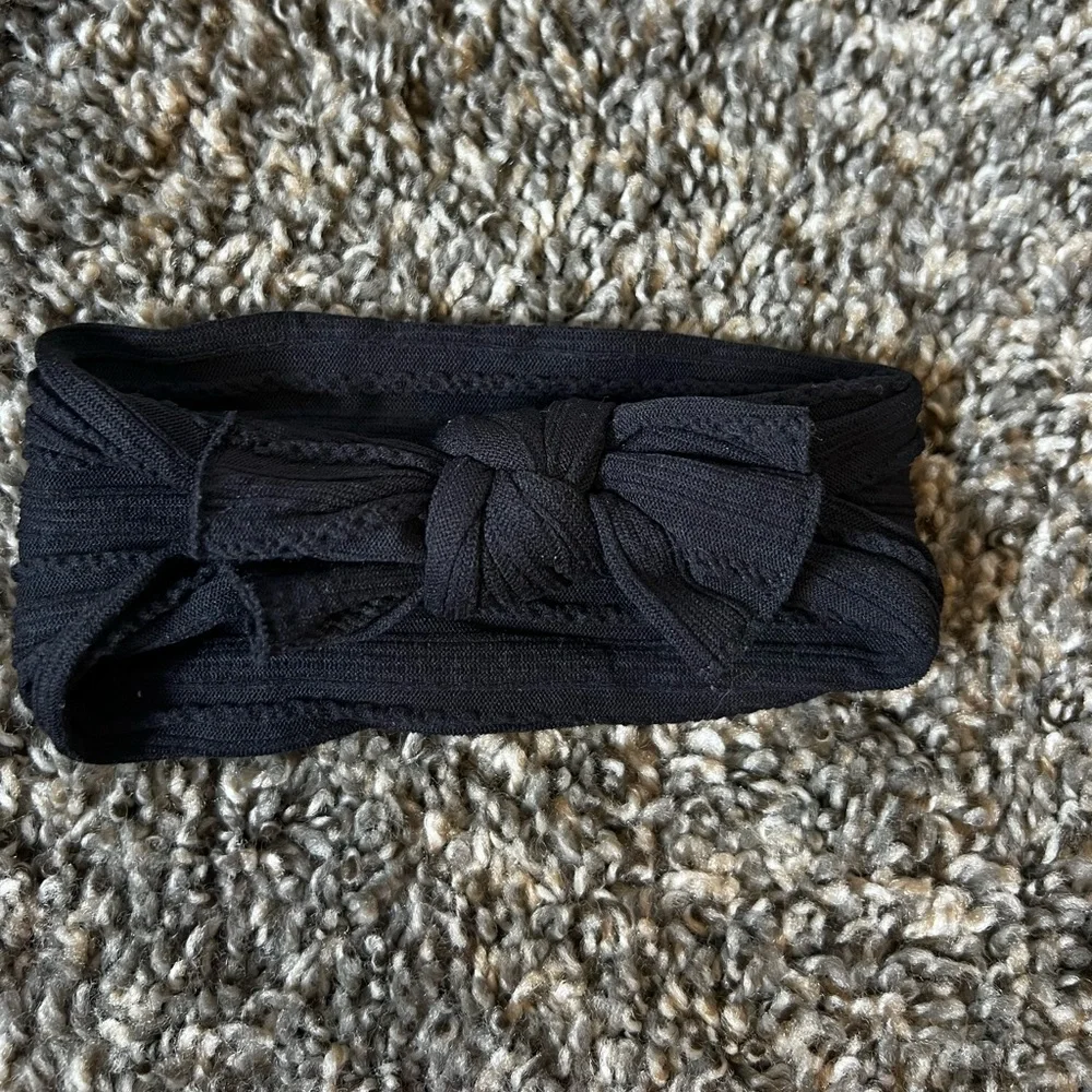 Baby Bling Textured Black Topknot Bow Headband Infant‎ Newborn-6 Months